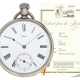 Taschenuhr: ungewöhnliches, ganz frühes Patek Philippe Ankerchronometer mit seltener 2/3-Platine, Genf 1877, mit Stammbuchauszug - photo 1
