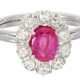 Ring: feiner, weißgoldener vintage Rubin/Diamant-Blütenring, ca.1ct - Foto 1