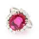 Ring: sehr schöner, hochwertiger vintage Rubin/Brillant-Blütenring - photo 1