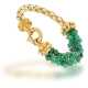 Armband: interessantes und ausgefallenes vintage Smaragd/Goldschmiedearmband, ca. 60ct Smaragde - photo 1