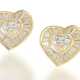 Ohrstecker: sehr ausgefallene, luxuriöse Herz-Diamantohrstecker, moderne Handarbeit aus 18K Gold, feine Diamanten von zusammen 3,37ct, ungetragen, NP lt.Etikett 15.500€ - фото 1