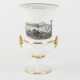 Seltene Henkel-Vase mit Schwarzlot-Malerei, Meissen Porzellan: Ansicht Meißen, Mitte 19. Jahrhundert, sehr gut. - photo 1