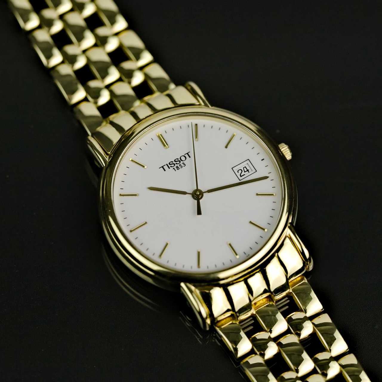 Herrenarmband-Uhr, Tissot / Schweiz, Gelb-Gold 750 / 18 Karat