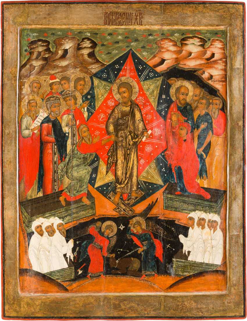 Auction A MONUMENTAL ICON OF THE DESCENT INTO HELL OF CHRIST WITH THE ...