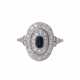 Ring mit oval fac. Saphir, umgeben von ca. 38 Brillanten, - photo 1