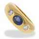 Ring: schwerer, äußerst massiver Bandring mit Saphir- und Brillantbesatz, hochwertige Goldschmiedearbeit aus 18K Gold - photo 1