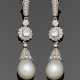 Paar Jugendstil Diamantohrgehänge mit Barockperlen - photo 1