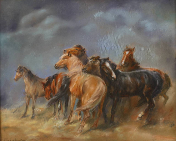 Horses in a Thunderstorm - catalog Art and Antiques