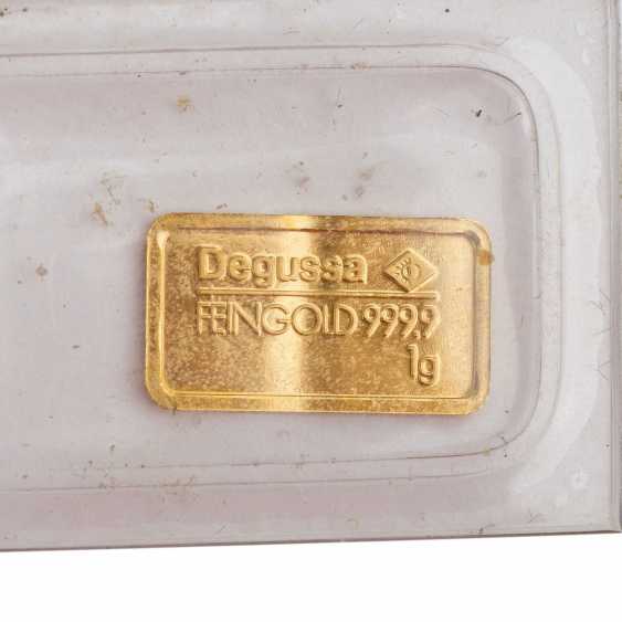Gold Bullion Bars Minted Bars 1g Gold Fine Gold Manufacturer Degussa Buy At Online Auction At Veryimportantlot Com Auction Catalog Coins Medals Stamps Historics From 25 05 19 Photo Price Auction Lot 2142