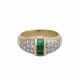 Ring mit 3 Smaragdcarrés und Brillantbesatz, zusammen ca. 0,5 ct, - photo 1