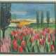 FRITZ RÜBBERT;"Blick in Landschaft mit Tulpenwiese", Öl auf Pressspan, gerahmt und monogrammiert - photo 1