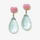 Ein Paar Ohrgehänge mit Aquamarinen und rosa Opalen - фото 1
