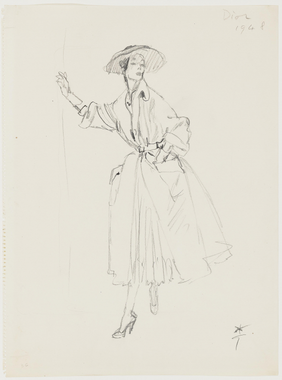 Gruau, René (1909 Rom - 2004 ebenda). Modezeichnung für Christian Dior ...
