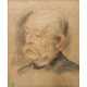 LENBACH, FRANZ SERAPH VON (Attrib.; 1836-1904): Porträt (Skizze) Otto Fürst von Bismarck, mit gesenktem Blick nach links unten, - фото 1