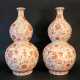 Pair of Chinese Pumpkin Porcelain Vases, Qing Dynasty - photo 1