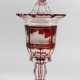 German Glass Goblet, landscape etchings, red and transparent, mid 19. century - фото 1