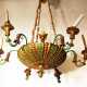 6 light chandelier, wood carved , bronze mounts, painted 19. century - photo 1