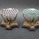 Pair of Bronze centrepieces with sliced glass dishes, 19.century - фото 1