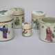 5 Chinese small pots partly with lid painted - photo 1
