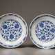 A pair of blue and white lotus plate - photo 1