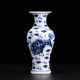 Qing Dynasty Blue and White Porcelain Double Lion Ornamental Bottle - Foto 1