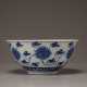 A blue and white 'lotus' bowl - photo 1