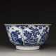 A large blue and white 'floral' bowl - photo 1