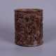 Qing Dynasty Bamboo carving Character scene Pen container - photo 1