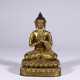 Qing Dynasty copper gilt Sakyamuni Buddha statue - Foto 1