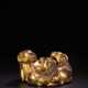 Qing Dynasty Copper gilt three sheep Paper town - photo 1