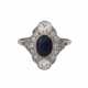 Art Déco Ring mit ovalem Saphir und Altschliffdiamanten, - photo 1