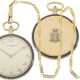 Taschenuhr: exquisite Gold/Emaille-Frackuhr mit Saphirbesatz, feinste Art déco Juweliersarbeit mit dazugehöriger Uhrenkette, verkauft durch Baume & Mercier Geneve, ca.1930 - photo 1