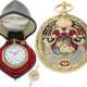 Taschenuhr: museale, früheste uns bekannte Gold/Emaille-Clockwatch mit Orientperlenbesatz, Originalbox und Originalschlüssel No.1919, George Prior London, ca.1785 - Foto 1