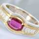 Ring: sehr dekorativer und hochwertiger Bicolor-Goldschmiedering mit feinem Rubin- und Diamantbesatz, ca. 1,6ct, ungetragen - фото 1