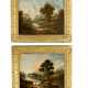 English school early 19th century pair of landscapes with farmers and monuments oil on canvas framed - photo 1