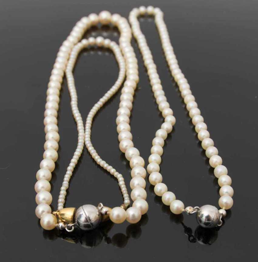 Auction THREE STRINGS OF PEARLS WITH SILVER CLASP. — buy online ...