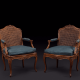 Paire de fauteuils cannés de forme mouvementée à décor de feuillages et fleurs. Estampillés de Nicolas Heurtaut, menuisier reçu maître en 1753 - Foto 1
