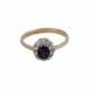 Ring mit oval fac. Saphir von ca. 0,8 ct, entouriert von 10 Brillanten, - фото 1