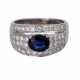 Ring mit oval fac. Saphir, ca. 0,96 ct und 38 Brillanten, - Foto 1