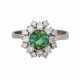 Ring mit grünem Turmalin, rund fac. entouriert von 16 Brillanten, - photo 1