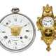 Kutschenuhr/Carteluhr: bedeutendes, museales Ensemble zweier früher Louis XV Uhren von Etienne Le Noir, königlicher Uhrmacher, Paris um 1740/50 - Foto 1