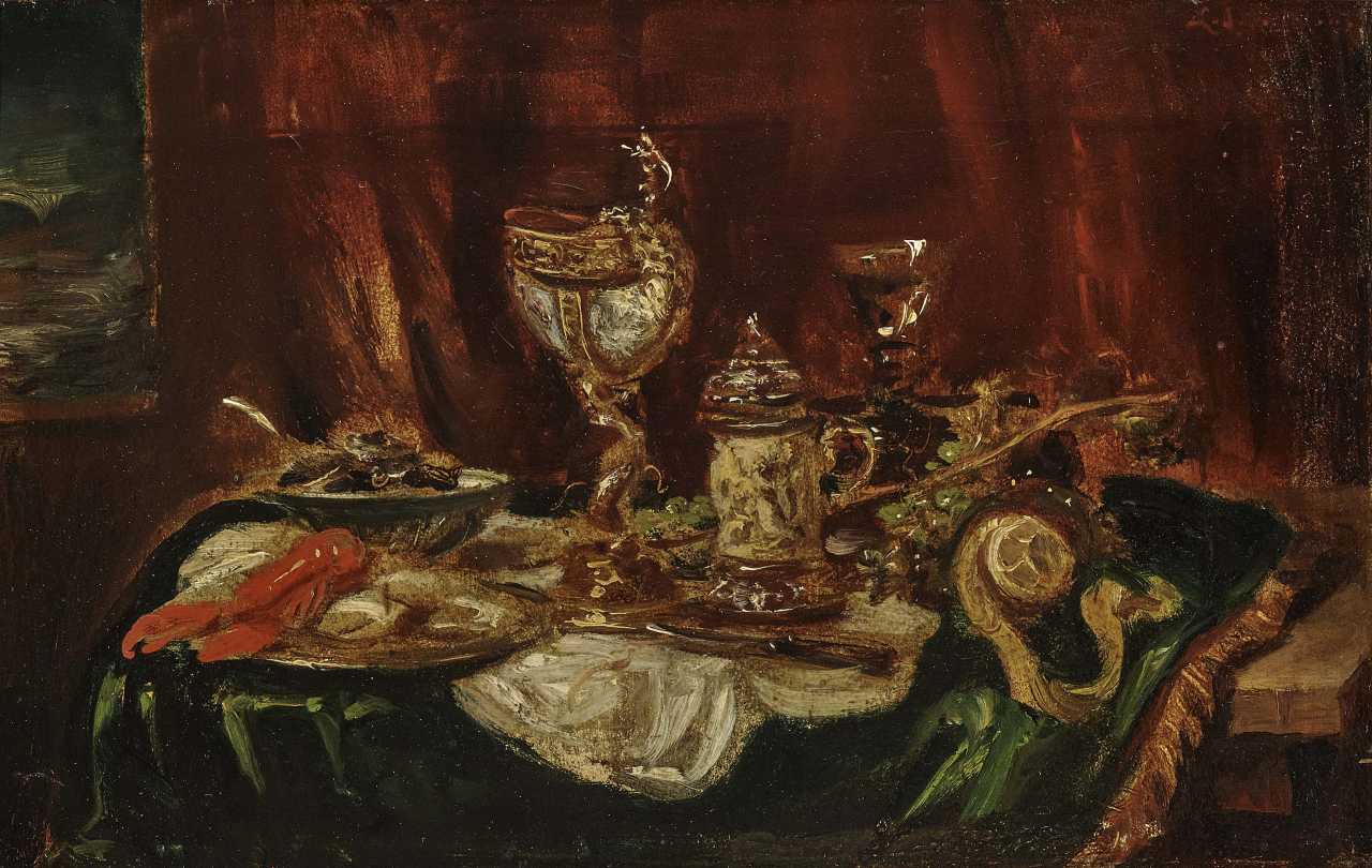 Stillleben Mit Nautiluspokal Und Hummer Prunkstillleben mit Nautiluspokal und Hummer , Kunz, Ludwig Adam 1857