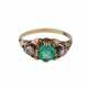 Ring mit grünem Turmalin und Diamantrosen, - photo 1