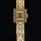 Goldene Damen-Armbanduhr mit Diamanten-Besatz - Foto 1