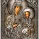 Seltene Athos-Ikone der Gottesmutter Skoroposluschniza (=Die Schnellerhörende) mit Silberoklad - Foto 1