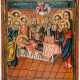 Doppelseitige Ikone mit Entschlafung der Gottesmutter und rückseitig dem heiligen Johannes des Täufers und dem heiligen Einsiedler Kyriakos - photo 1