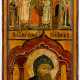 Sehr grosse Ikone mit dem Fest "Erhöhung des Wahren Kreuzes" und dem heiligen Symeon Stylites - фото 1