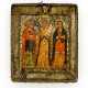 Frühe und seltene Ikone des heiligen Propheten Elias mit den beiden heiligen Arztpatronen Cosmas und Damian - photo 1