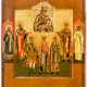 Seltene Ikone der Gottesmutter Balykinskaja mit den fünf heiligen Märtyrern von Sebaste Mardarius, Eustratius, Auxentius, Eugen und Orest - фото 1