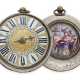 Taschenuhr: frühe und extrem rare Oignon mit Zentralaufzug und Emaillemalerei, königlicher Uhrmacher Turet (Thuret) a Paris, ca.1690 - Foto 1